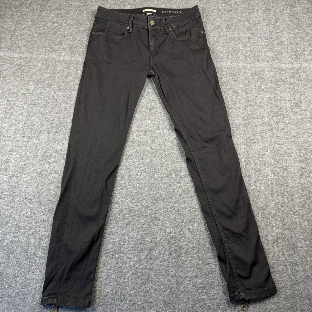 Burberry Brit Jeans Womens 29x29 Black Bexton Skinny Leg Moto Zip Ankle